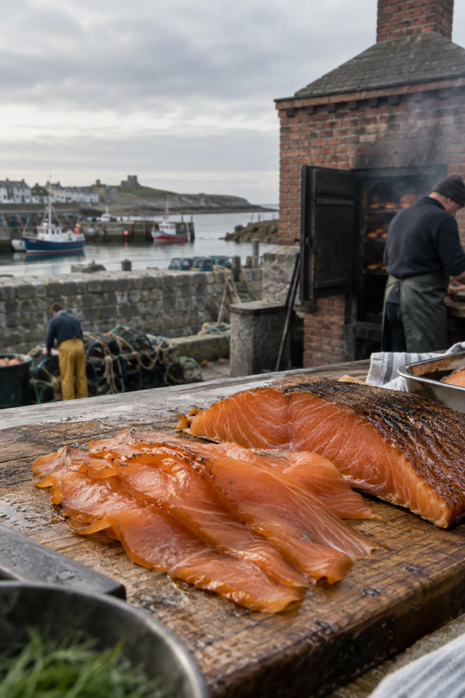 oak smoked salmon, sliced