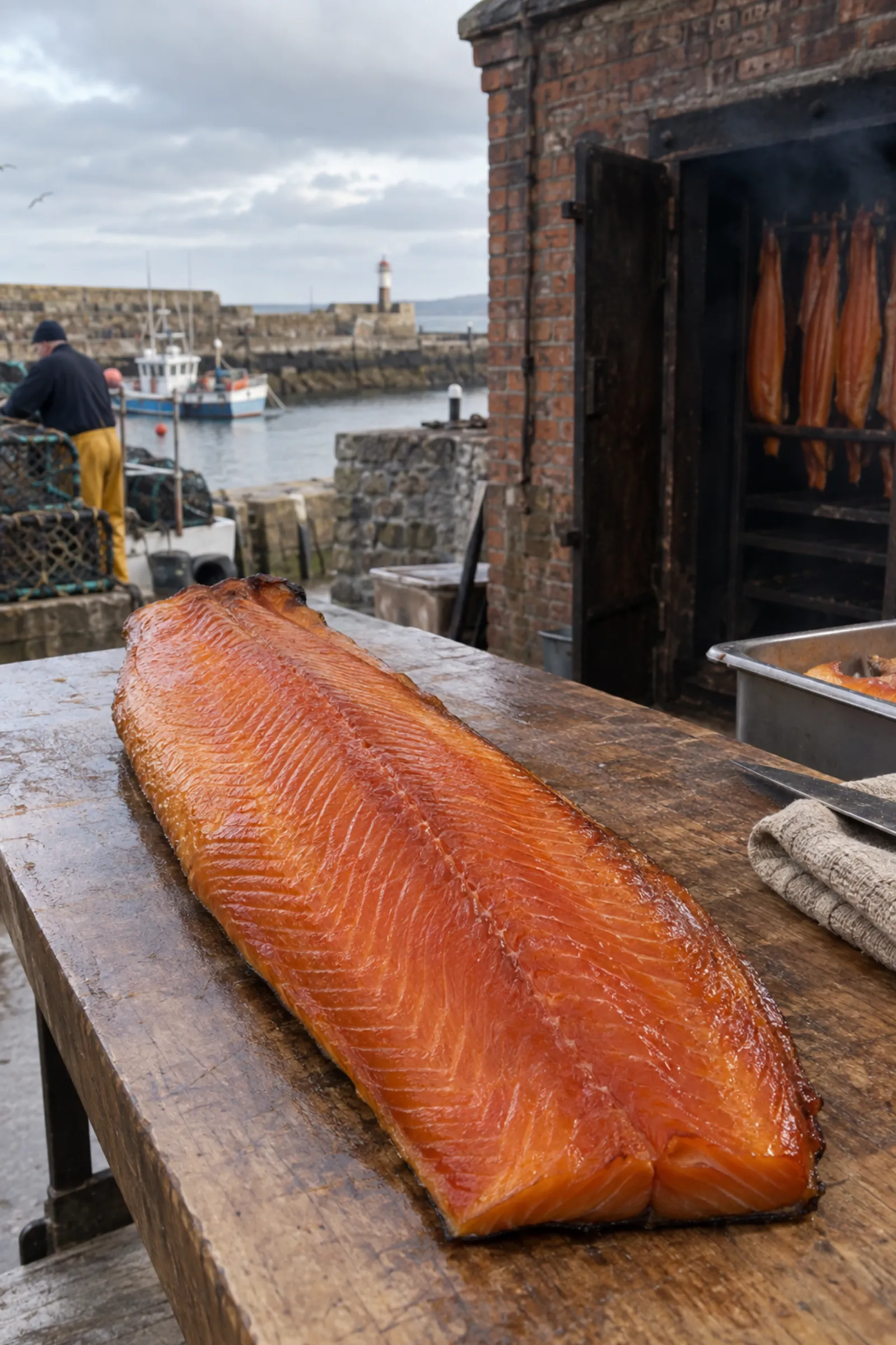 a whole side of smoked salmon