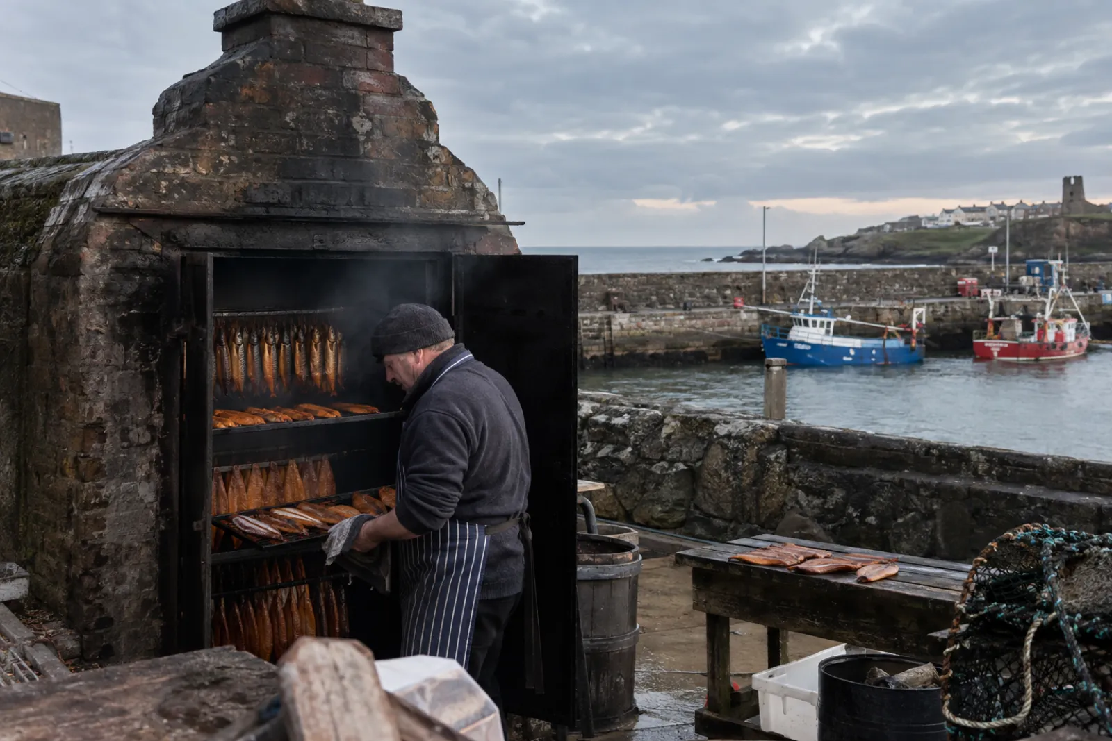 the original 1923 kiln, still standing behind the harbour wall