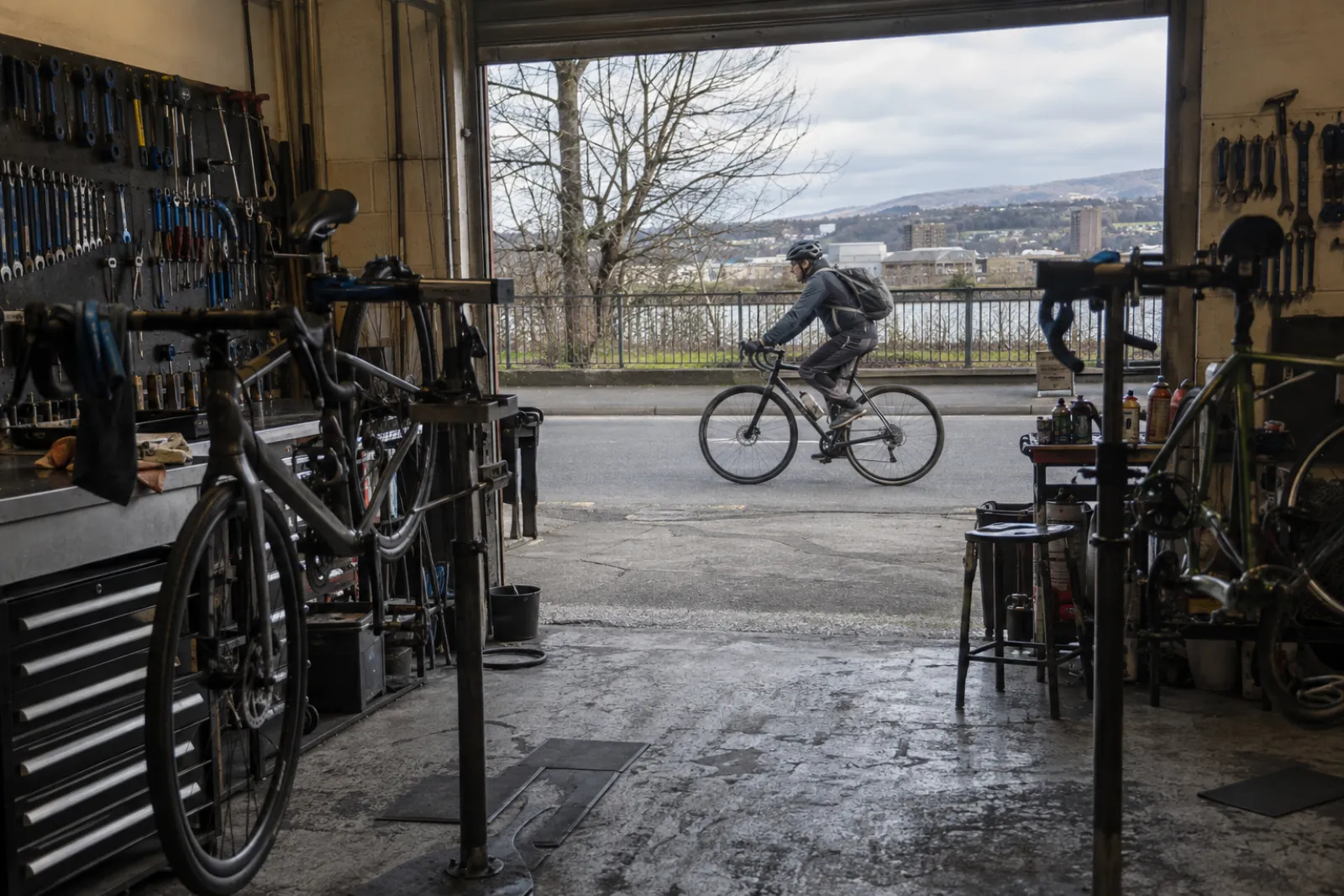 rider on their bike, face shown, with consent
