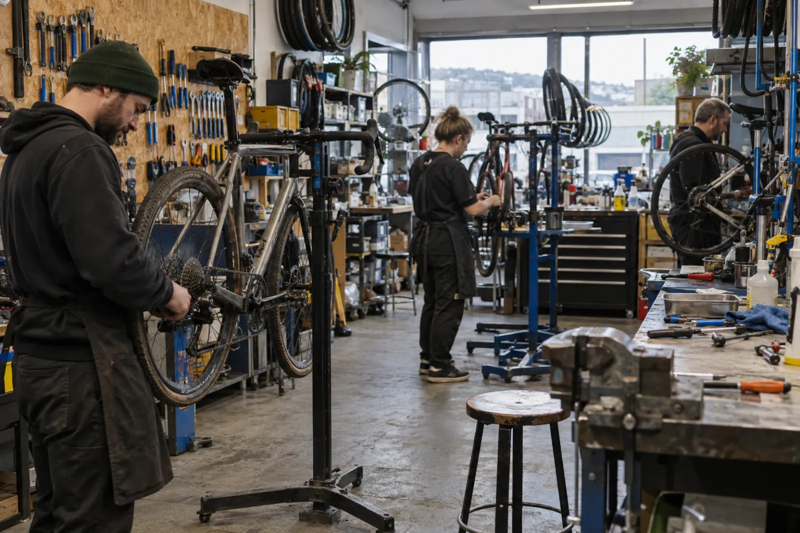the shop floor at 14 Kilbowie Road, stands full