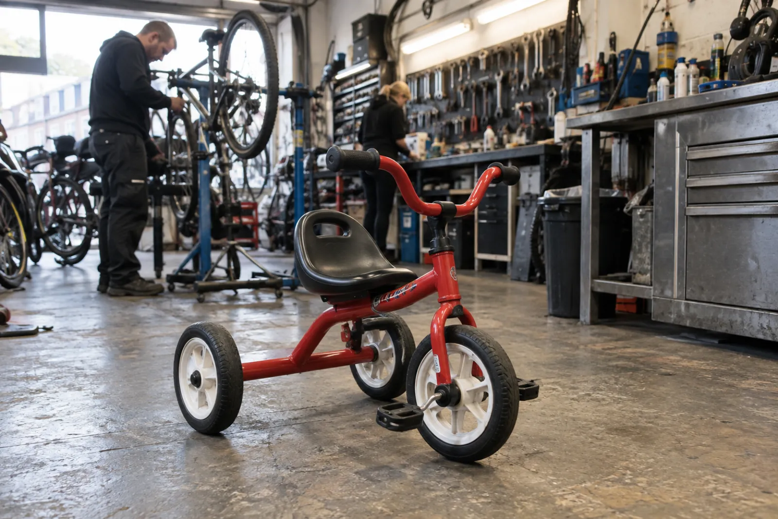 Rider and trike, face shown, by the family's agreement