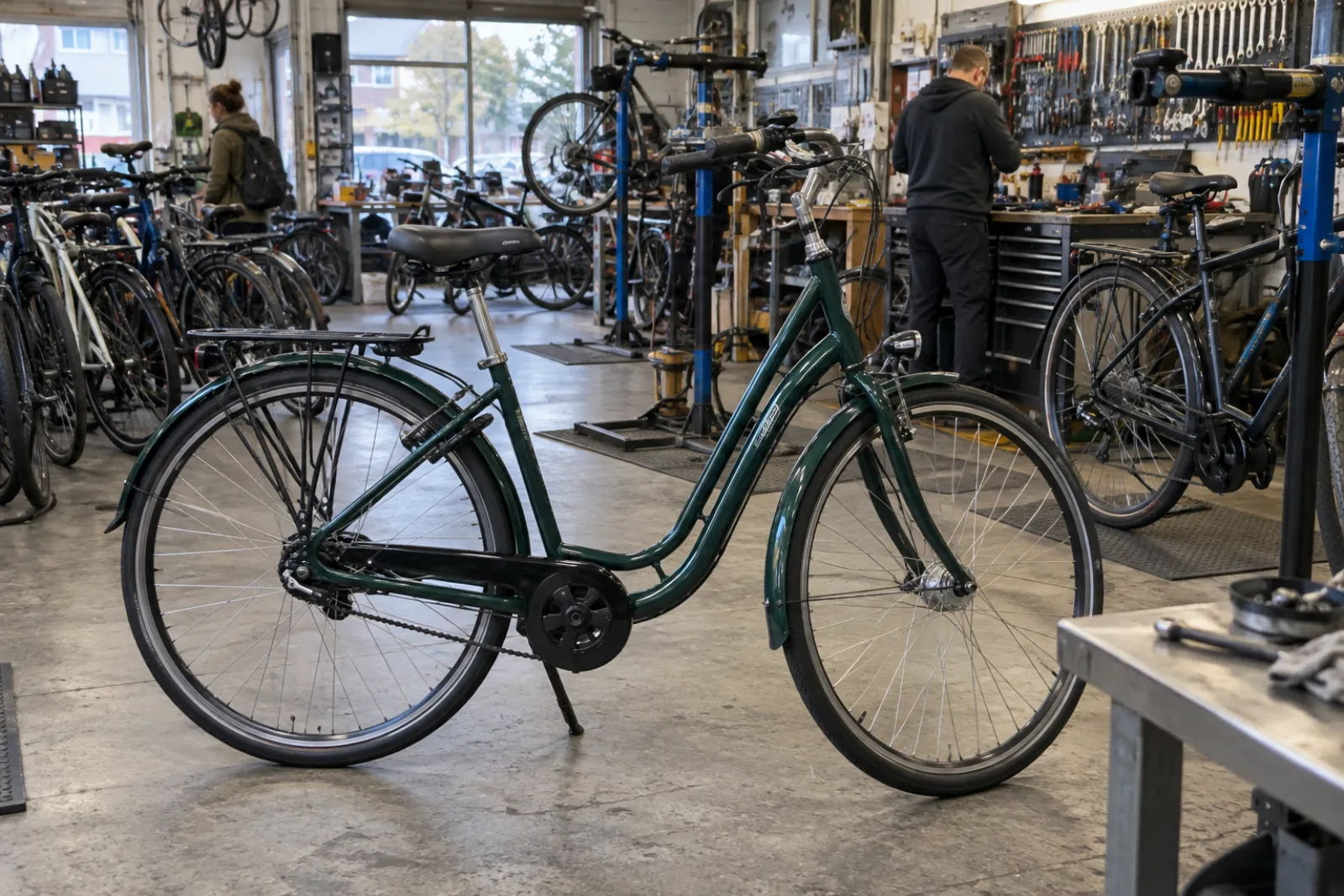 commuter bikes on the shop floor