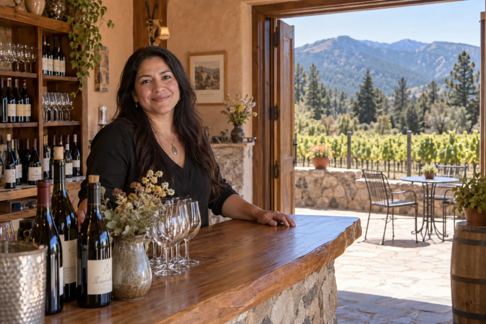 Camila in the tasting room