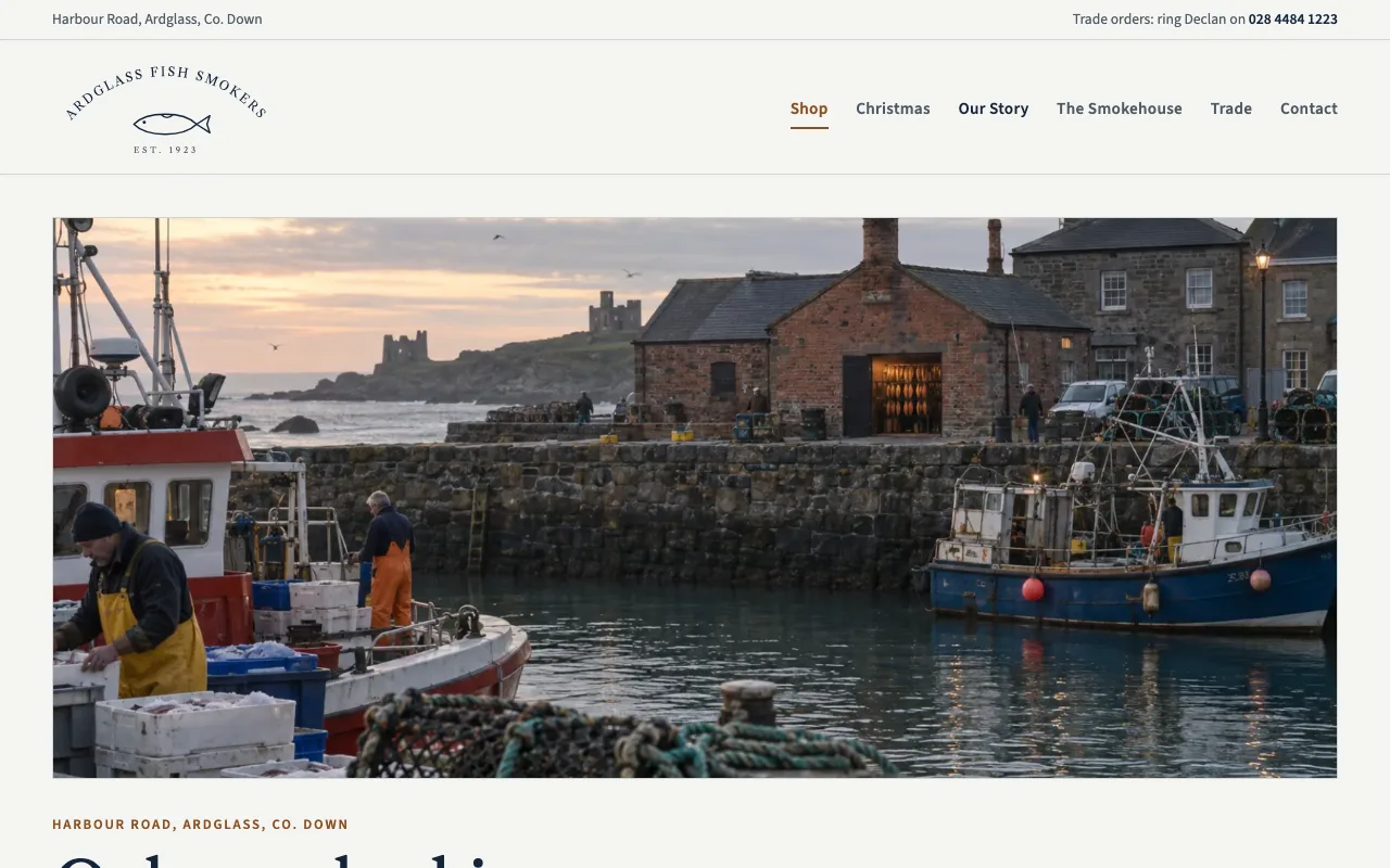 Top of website A for Ardglass Fish Smokers