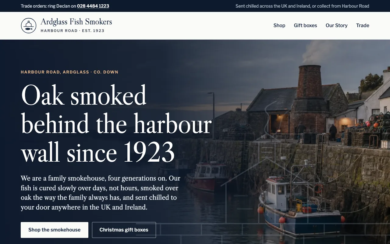Top of website B for Ardglass Fish Smokers